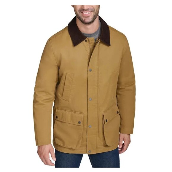 New Cole Haan Men's Corduroy-Shirt-Collar Waxed Rain Jacket Size M - Picture 1 of 5